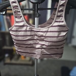 Izod Women's Striped Sports Bra - Pink and Purple Sz L 4-1004